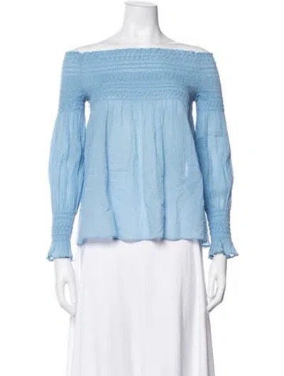 Pre-owned Maje Off-the-shoulder Long Sleeve Blouse In Blue