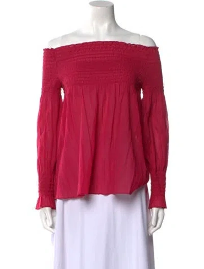 Pre-owned Maje Off-the-shoulder Long Sleeve Blouse In Pink