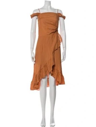 Pre-owned Maje Off-the-shoulder Mini Dress In Orange