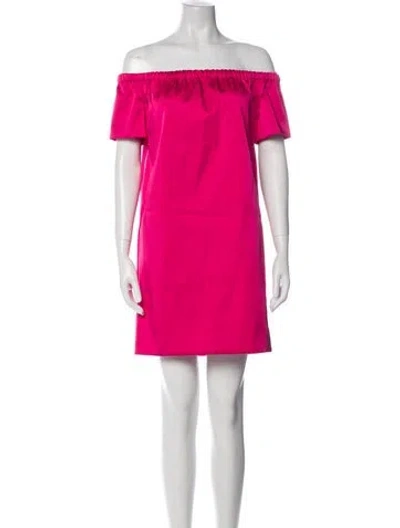 Pre-owned Maje Off-the-shoulder Mini Dress In Pink