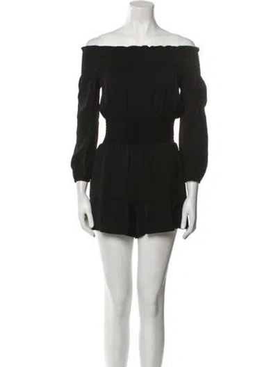 Pre-owned Maje Off-the-shoulder Romper In Black