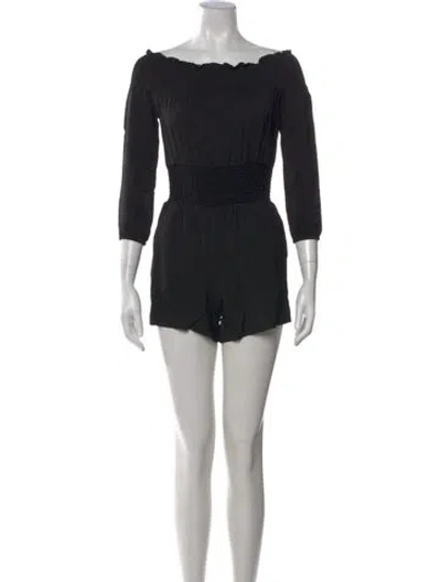Pre-owned Maje Off-the-shoulder Romper In Black