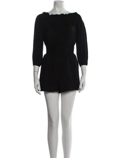 Pre-owned Maje Off-the-shoulder Romper In Black