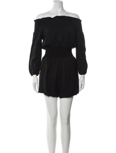 Pre-owned Maje Off-the-shoulder Romper In Black