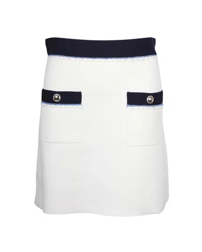 Maje Oliana Button-embellished Two-tone Mini Skirt In Black And White Cotton In Multi