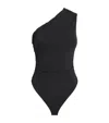 Maje Womens Asymmetric-neck Stretch-woven Bodysuit Black In Black