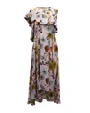 Maje One-shoulder Crepe Midi Dress In Floral Print Viscose In Multi