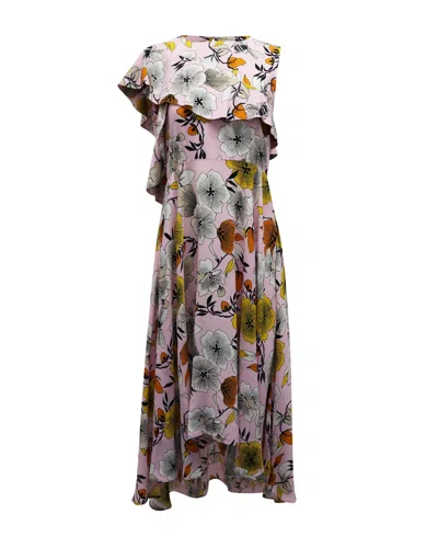 Maje One-shoulder Crepe Midi Dress In Floral Print Viscose In Multi