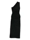 Maje One-shoulder Rhinestone-embellished Dress In Black