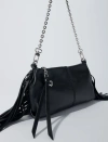 Maje Miss M Fringed Leather Clutch In Black