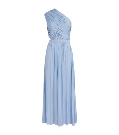 Maje One-shoulder Maxi Dress In Blue