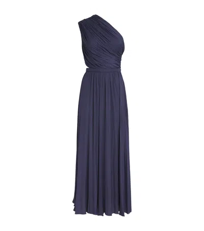 Maje One-shoulder Maxi Dress In Blue