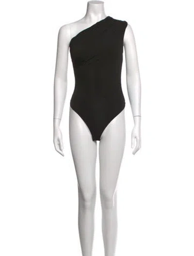Pre-owned Maje One-shoulder Mini Dress In Black