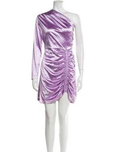 Pre-owned Maje One-shoulder Mini Dress In Purple
