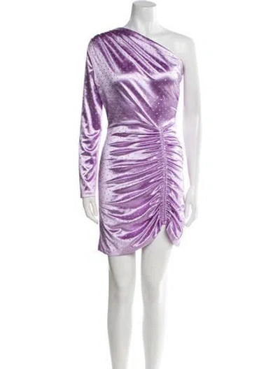 Pre-owned Maje One-shoulder Mini Dress In Purple