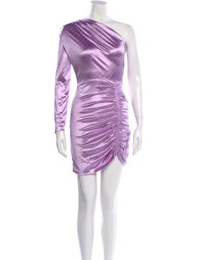 Pre-owned Maje One-shoulder Mini Dress In Purple