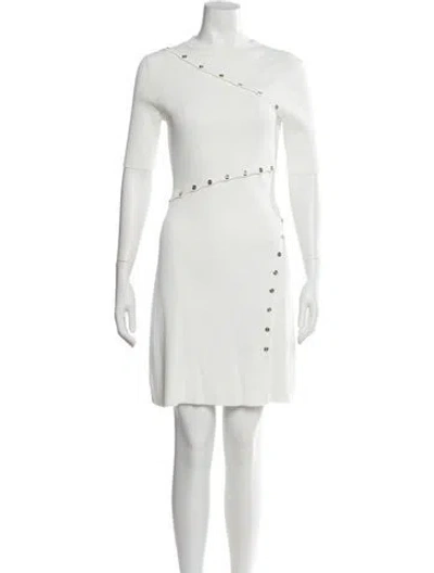 Pre-owned Maje One-shoulder Mini Dress In White