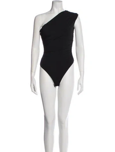 Pre-owned Maje One-shoulder Sleeveless Bodysuit In Black