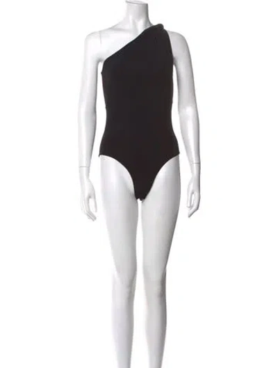 Pre-owned Maje One-shoulder Sleeveless Bodysuit In Black