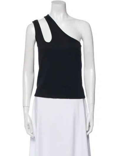 Pre-owned Maje One-shoulder Sleeveless Crop Top In Black