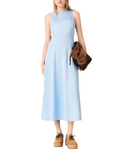 Maje Womens Blue Sky Sleeveless Open-back Woven Maxi Dress In Multi