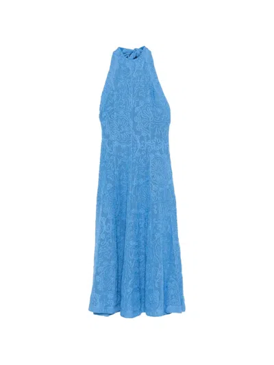 Maje Open-back Midi Dress In Blue