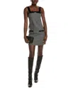 Maje Open Back Wool-blend Mini Dress In Gray