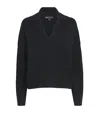 Maje Open Collar Polo Sweater In Black