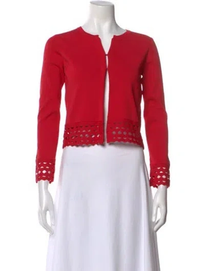 Pre-owned Maje Open Front Long Sleeve Top In Red