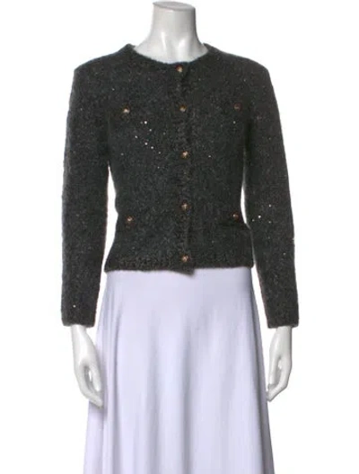 Pre-owned Maje Open Front Sweater In Black/metallic