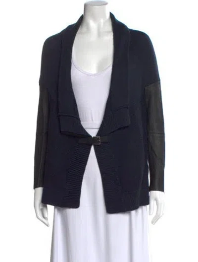 Pre-owned Maje Open Front Sweater In Blue