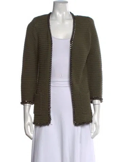 Pre-owned Maje Open Front Sweater In Green
