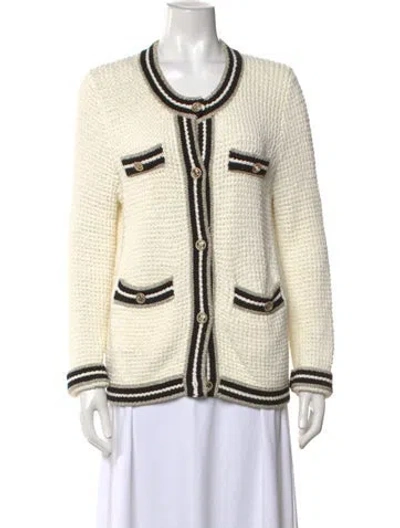 Pre-owned Maje Open Front Sweater In Metallic/white