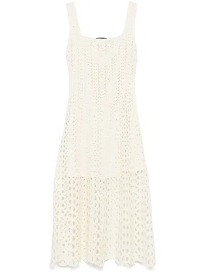Maje Open-knit Midi Dress In Yellow