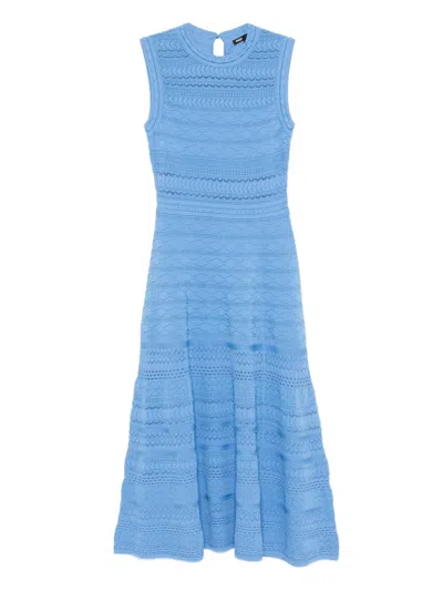 Maje Womens Blue Geometric-jacquard Openwork Knitted Maxi Dress