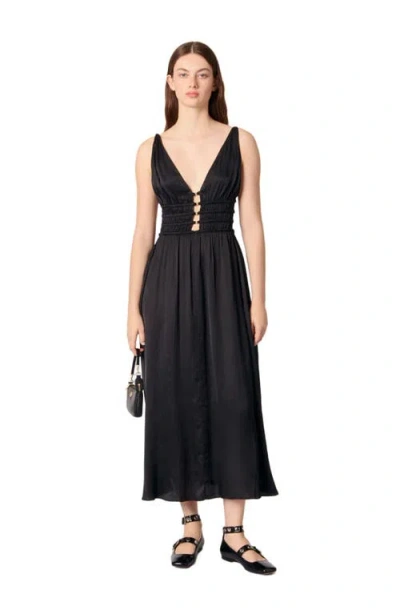 MAJE MAJE OPENWORK SATIN-EFFECT DRESS