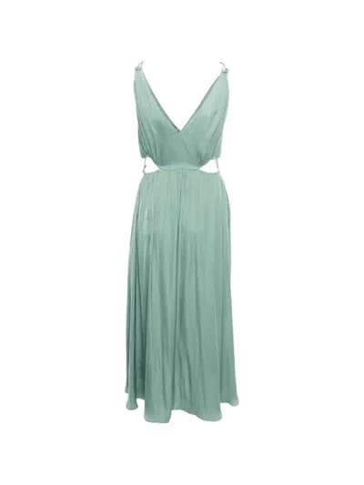Pre-owned Maje Openwork Sleeveless Midi Dress In Green