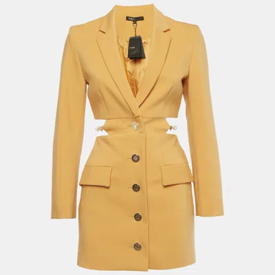 Pre-owned Maje Orange Cotton Embellished Openwork Tailored Dress S