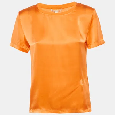 Maje Orange Logo Embroidered Silk T-shirt