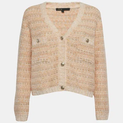 Pre-owned Maje Orange Lurex Knit Cardigan M