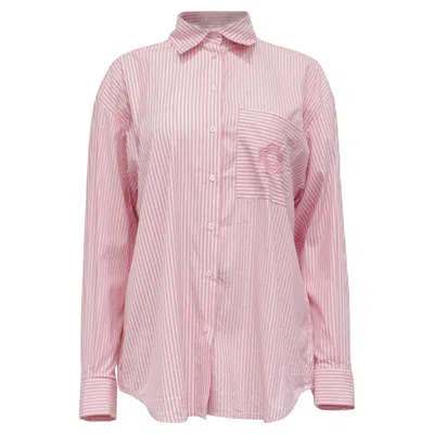 Pre-owned Maje Oversized Striped Shirt In Pink Cotton