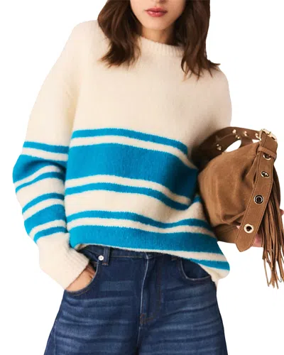 Maje Oversized Wool Blend Sweater In Blue