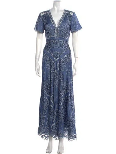 Pre-owned Maje Paisley Print Long Dress In Blue