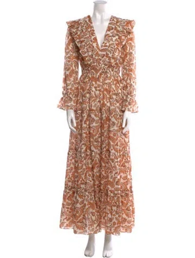 Pre-owned Maje Paisley Print Long Dress In Neutral