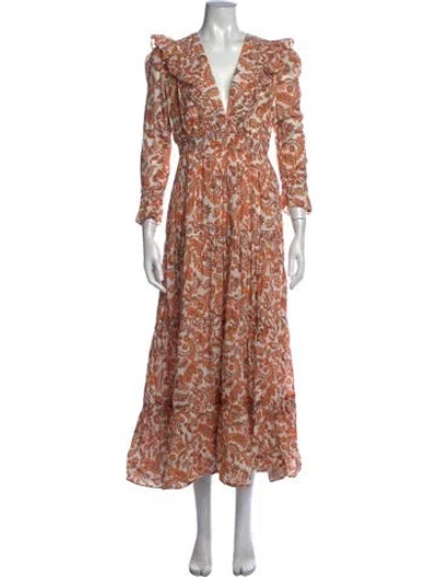 Pre-owned Maje Paisley Print Long Dress In Neutral