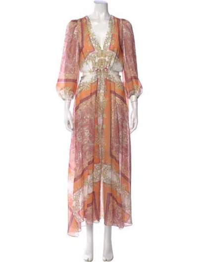 Pre-owned Maje Paisley Print Long Dress In Orange