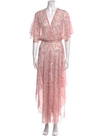 Pre-owned Maje Paisley Print Long Dress In Pink