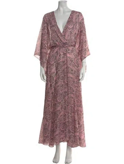 Pre-owned Maje Paisley Print Long Dress In Pink