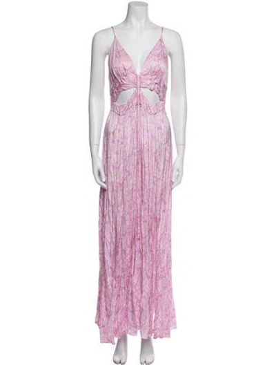 Pre-owned Maje Paisley Print Long Dress In Purple