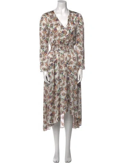 Pre-owned Maje Paisley Print Long Dress In White